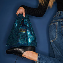 BLUE sequin PARTY bag