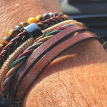 Brown Leather Bracelet Set