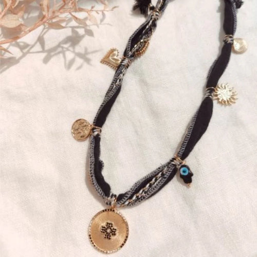 Bandana Black & Gold Necklace by The Sisters