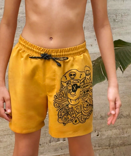 Octopus Pirate Swim Shorts in Yellow by Liam is (13)