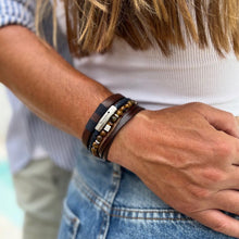 All Brown Leather Bracelet Set