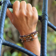 Fabric and Leather Bracelet