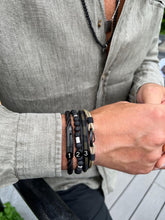 All Black Leather Bracelet Set