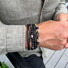 All Black Leather Bracelet Set