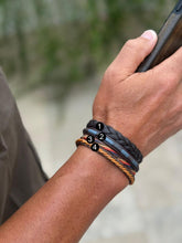 Black Blue Neutral Leather Bracelet Set