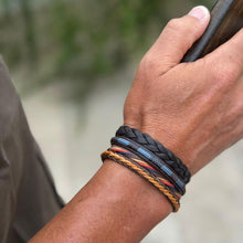 Black Blue Neutral Leather Bracelet Set