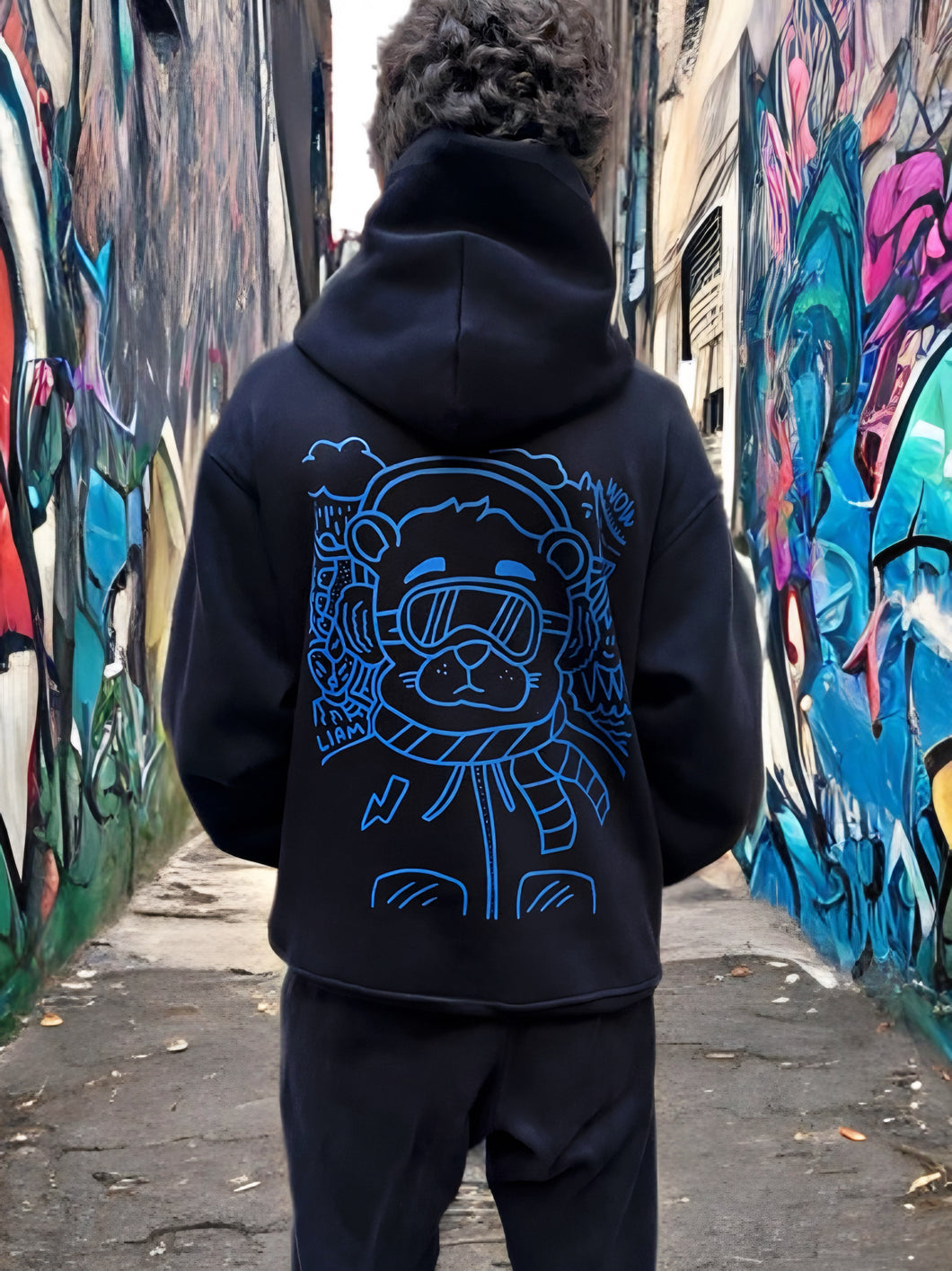 Bear Vibes Only Hoodie in Black by Liam is (12)