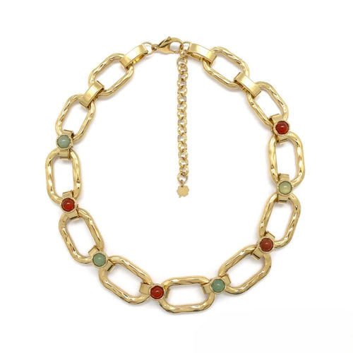 Gold-tone Rectangular Link Chain Necklace by The Sisters