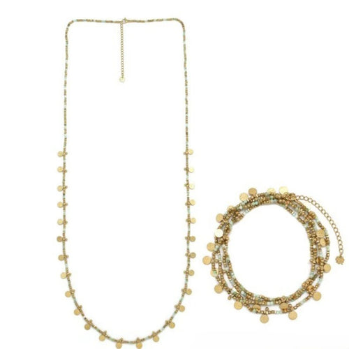 Gold-plated Hematite & Amazonite Beaded Necklace by The Sisters