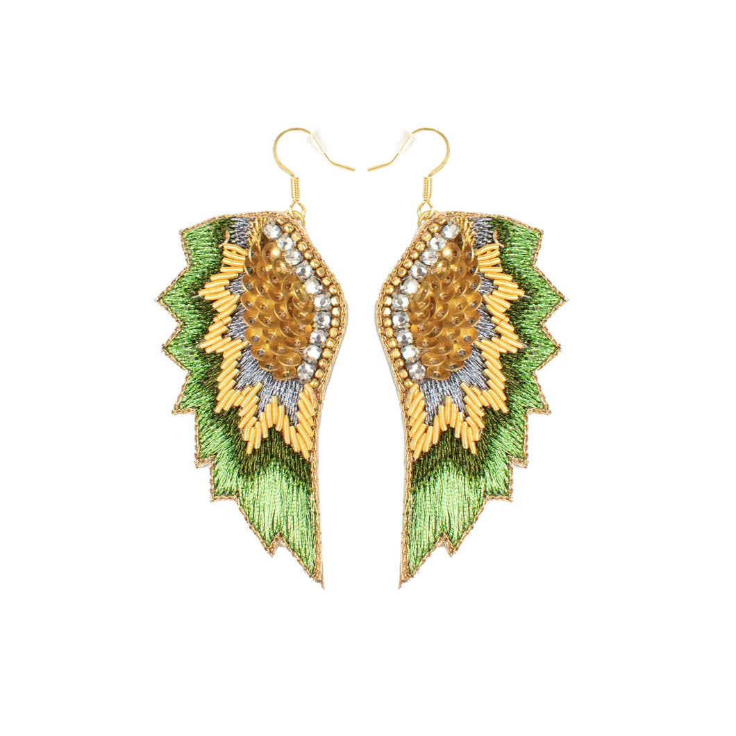 Magda Earrings Metallic Grass Green