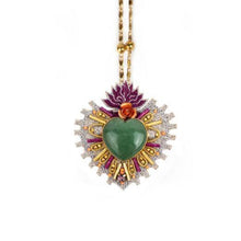 Rosana Sacred Heart Long Necklace in Purple