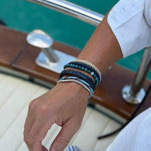 Navy Black Leather Bracelet Set