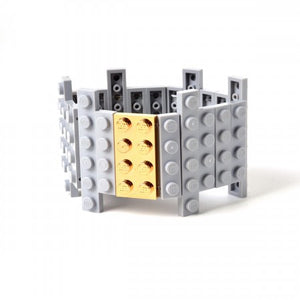 Lego flat bracelet with gold plated brick