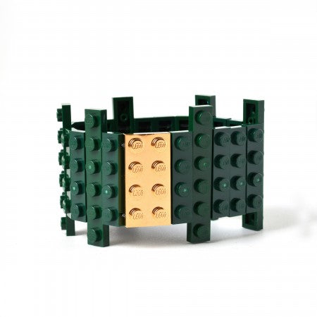 Lego flat bracelet with gold plated brick