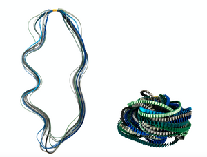 Pleated Necklace Green/Blue
