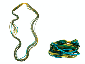 Pleated Necklace Green /Gold