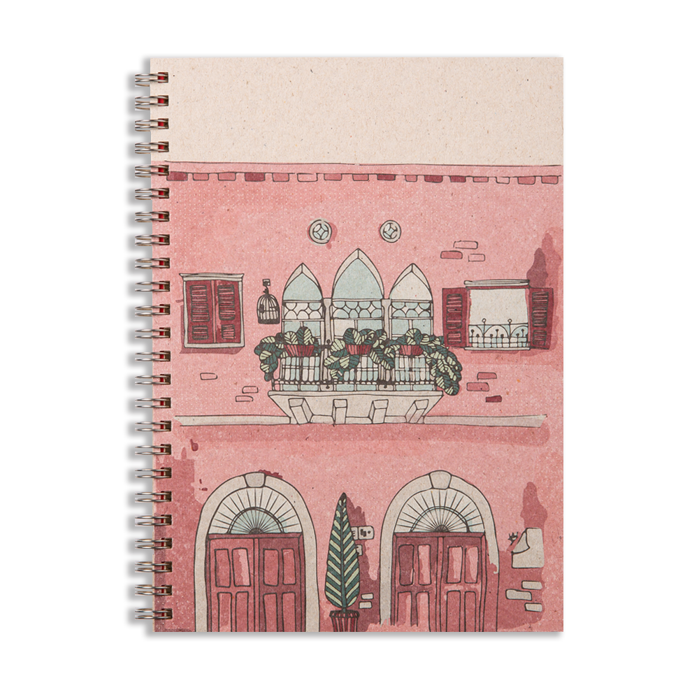 Pink balcony A5 Notebook by Btdt