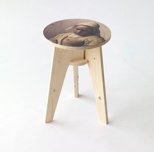 Milkmaid Plywood Printed Stool