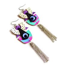 Pop Art eye leather earrings